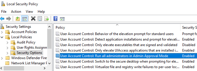 Control cont utilizator: Rulați toți administratorii în aprobarea administratorului