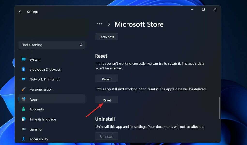 reset-store-reset Microsoft Store on estetty