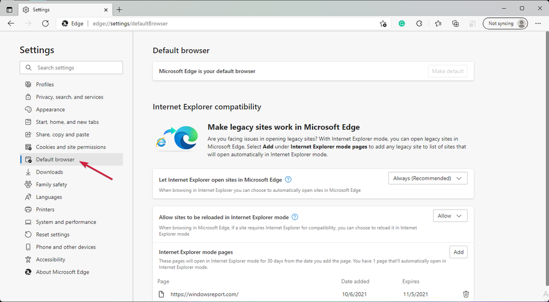 Edge 기본 브라우저 설정