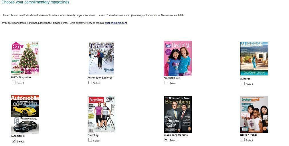 Melden Sie sich mit der Windows 8-App Zinio an und erhalten Sie 6 kostenlose Zeitschriften im Wert von 50 US-Dollar