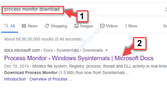 Google Search Process Monitor Download 1e link