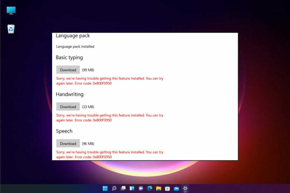 Как исправить языковой пакет с кодом ошибки 0x800f0950 в Windows 11