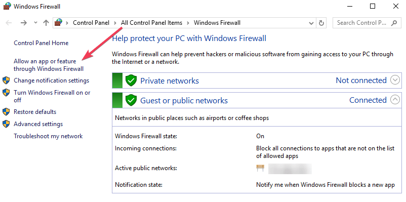 autoriser l'application à travers le pare-feu Ce PC ne peut pas être mis à niveau vers Windows 10