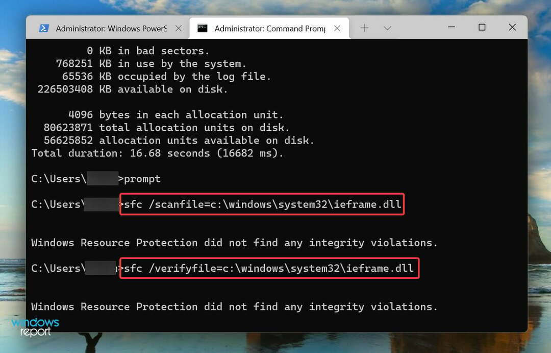 Запустіть SFC для ieframe.dll, щоб виправити непрацюючу яскравість Windows 11