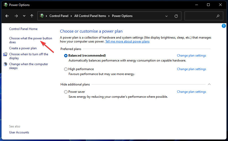 Scegli cosa fa il pulsante di accensione opzione ID evento 41 Windows 11