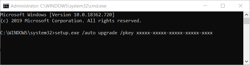 comando setup.exe Errore di attivazione di Windows 10 0xc03f6506