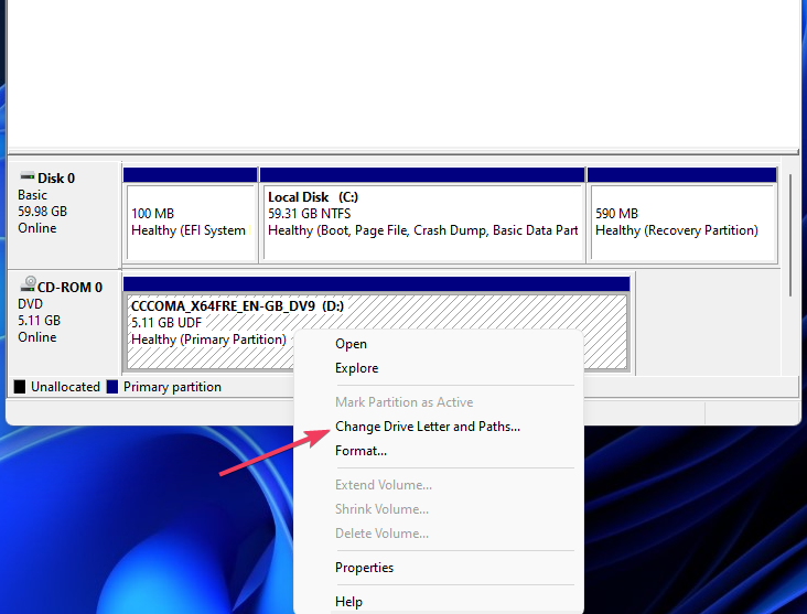 Змінити букву диска та параметр шляхів змінити букву диска Windows 11