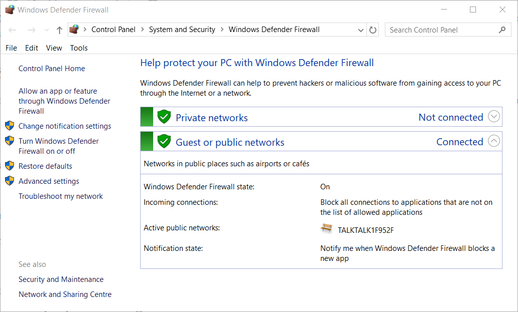 Erreur ffxiv de l'applet du pare-feu Windows Defender 2002