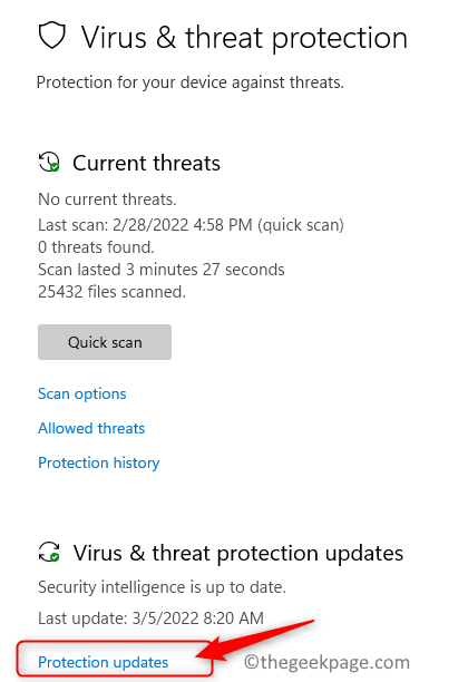 ウイルス脅威保護の更新