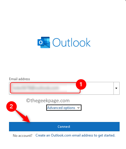 Outlook Dodaj račun E-mail Connect Min