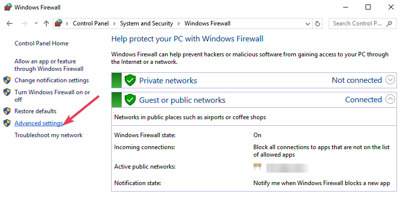 pokročilé nastavení brány firewall systému Windows