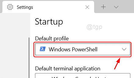 Значок налаштувань профілю за замовчуванням Термінал Windows Win11