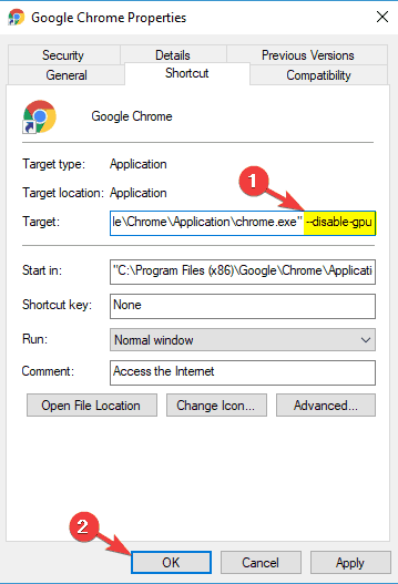 Google Chrome หน้าจอดำ Windows 7