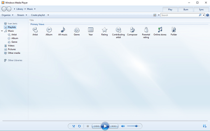 "Windows Media Player" langai 10