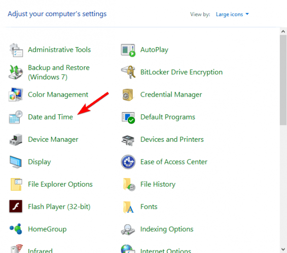 configuración de la cuenta de Outlook del panel de control de fecha y hora