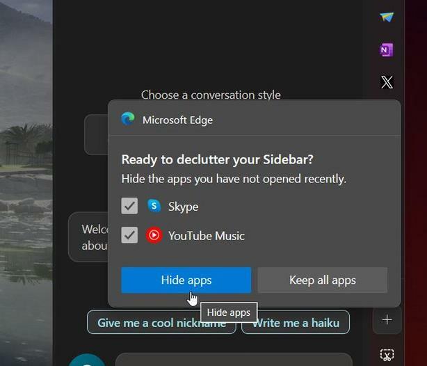 „Microsoft Edge“ šalinimo šoninė juosta