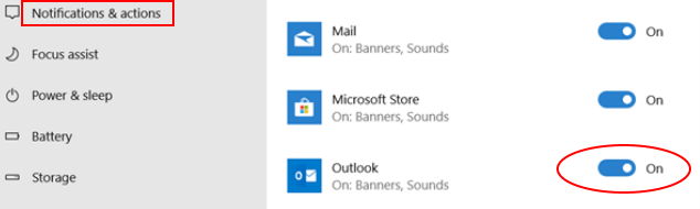 Powiadomienia Outlooka na min