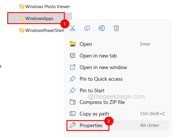 Proprietà di Windowsapps 11zon