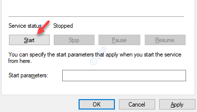 Windows Time Properties Splošno stanje storitve Start