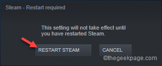 Restartējiet Steam Min