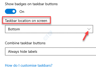 Impostazioni della barra delle applicazioni Posizione della barra delle applicazioni sullo schermo Cambia campo