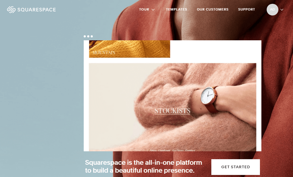 SquareSpace Homepage - labākā tīmekļa vietnes dizaina programmatūra