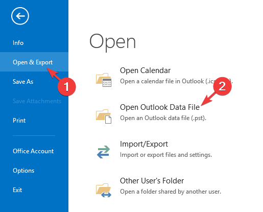 Klik op Outlook-gegevensbestand