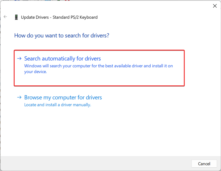 aggiornare i driver per correggere il ritardo della tastiera di Windows 11