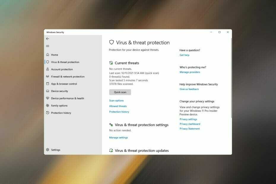 KORJAUS: Virusten ja uhkien suojaus ei toimi Windows 11:ssä