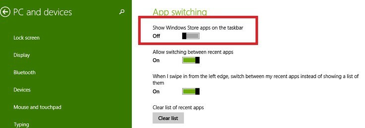 näytä piilota Windows Store -sovellusten tehtäväpalkki 5