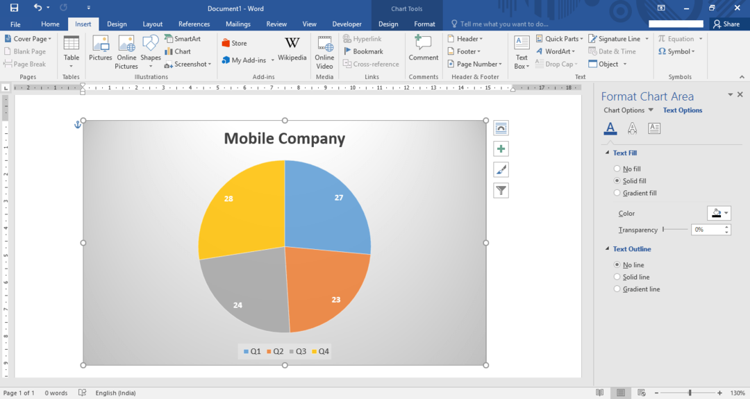 Een grafiek bewerken en invoegen in Microsoft Word 2016