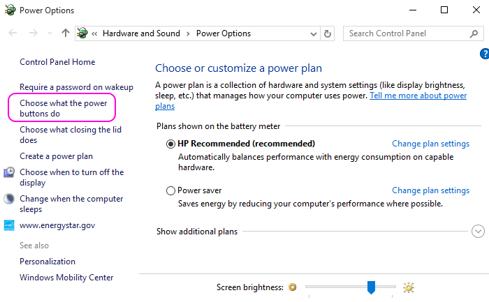 Horrostila-vaihtoehdon näyttäminen Windows 10 Power -valikossa