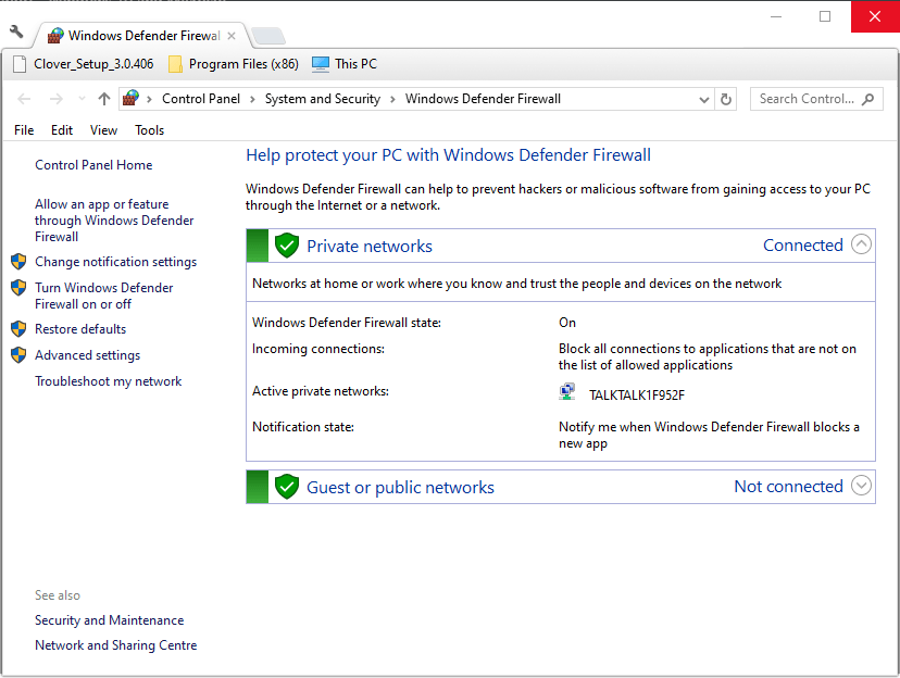 Windows Defender Güvenlik Duvarı Denetim Masası uygulaması web sitesi google/ dışında açılmıyor