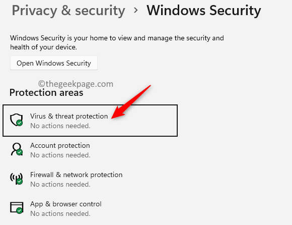 Windows Güvenliği Virüs Tehdit Koruması Min