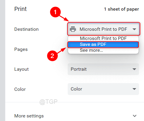 Wählen Sie Als PDF speichern aus. Chrome Win11 Min (1)
