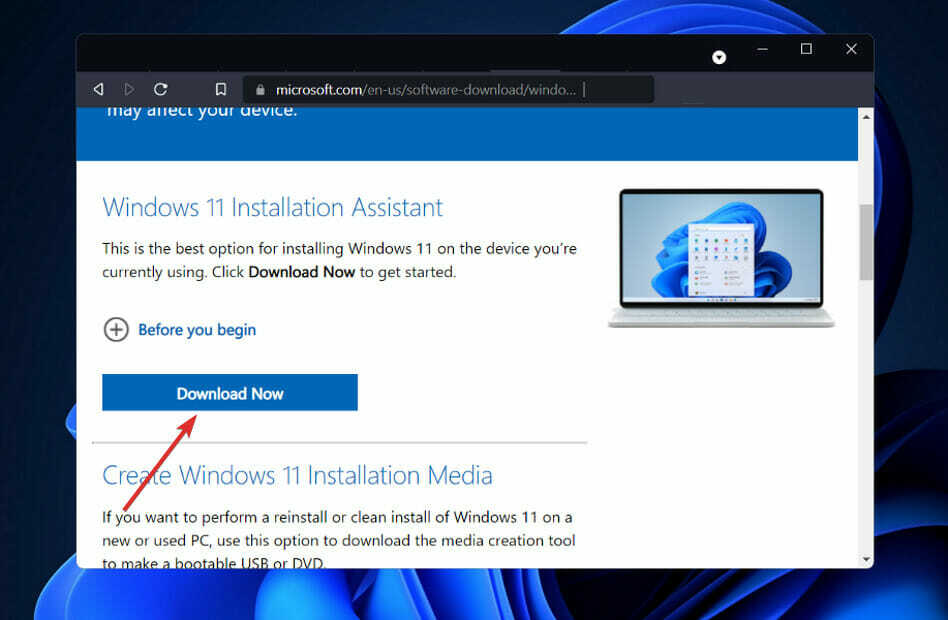 allalaadimis-installiabi Windows 11 täiendusabi tööriist