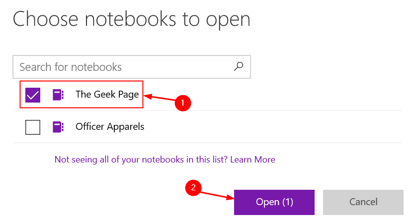Відкрийте блокнот Onenote для Windows Min