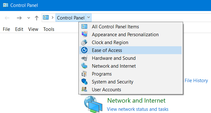 Código de error del menú del panel de control 0x81000019 en Windows 10
