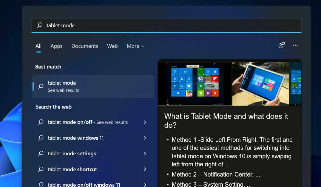 таблет-режим-търсене Windows 11 разделен екран не работи