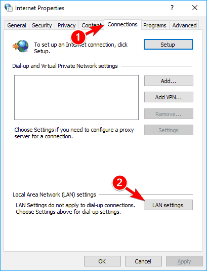 System Windows nie mógł automatycznie wykryć serwera proxy