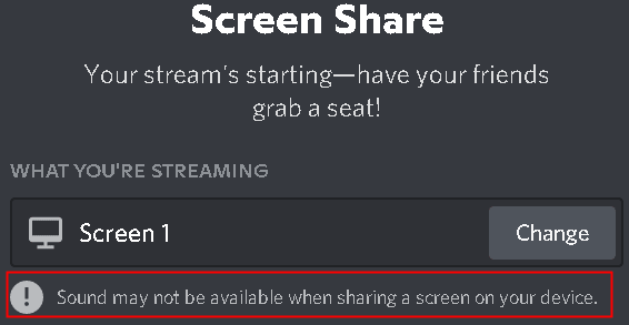 Discord Screen Share Screens Ljud ej tillgängligt Min
