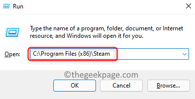 Запустіть Open Steam Folder Program Files Min