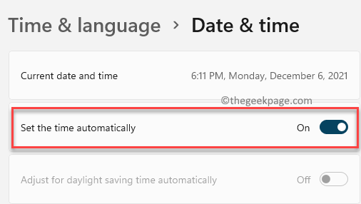 समय और भाषा दिनांक और समय निर्धारित समय स्वचालित रूप से चालू करें