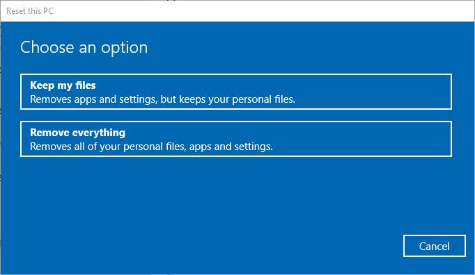 Återställ den här datorn behåll mina filer