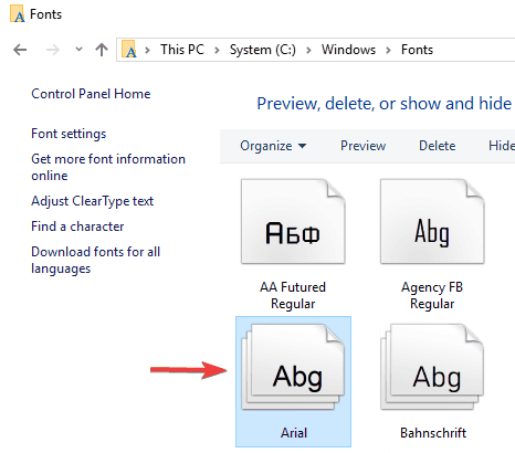 Font Windows 10 on udune