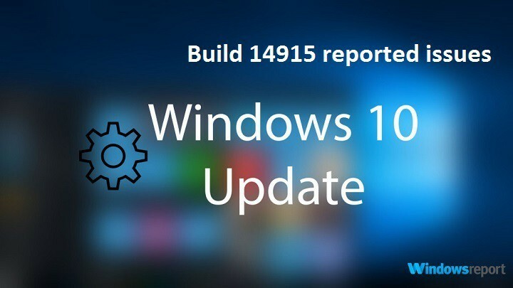 Apaļš: Windows 10 būvē 14915 ziņotās problēmas