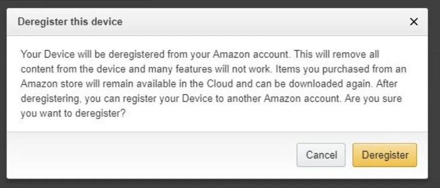 Кнопка скасування реєстрації коду помилки Amazon Prime Video 9074