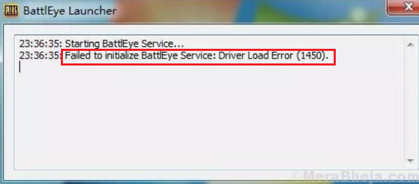 Pataisyti Nepavyko inicijuoti „BattlEye“ paslaugos: tvarkyklės įkrovos klaida (1450) sistemoje „Windows 10“