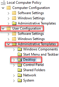 Editor criteri di gruppo Configurazione utente Modelli amministrativi Desktop