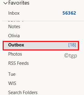 Mínimo da caixa de saída do Outlook